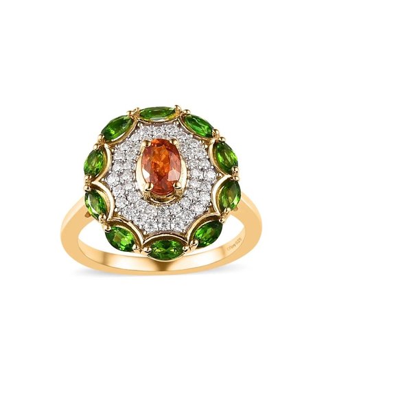 Premium Nigerian Spessartite Multi Gemstone Ring - Size 6 - Picture 1 of 3